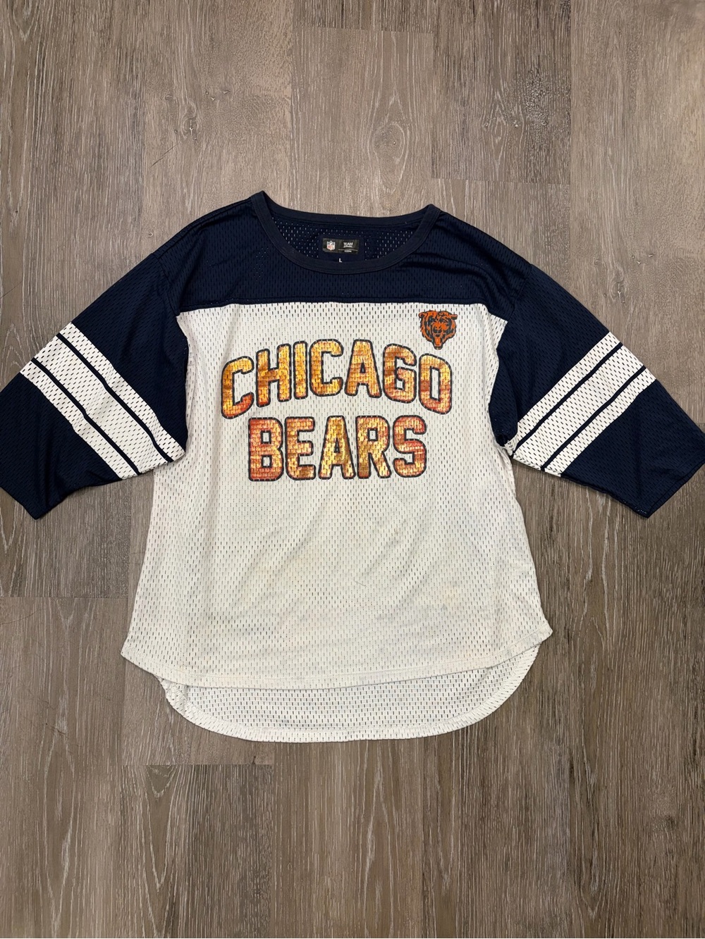 Chicago Bears Mesh Football Top - White & Navy